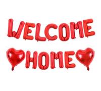 TONIFUL Welcome Home Balloons,16 Inch Red Welcome Home Foil Balloons Banner Welcome Home Party Decorations for Homecoming Party Decorations House Warming Party Family Gathering Supplies