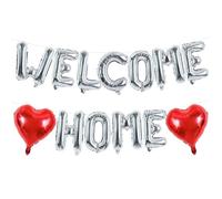 TONIFUL Welcome Home Balloons,16 Inch Silver Welcome Home Foil Balloons Banner Welcome Home Party Decorations for Homecoming Party Decorations House Warming Party Family Gathering Supplies