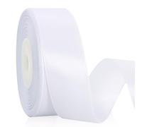 TONIFUL White Satin Ribbon 1 Inch X 25yds Solid Silk Ribbons for Gift Wrapping, Craft, Floral Bouquets Wrapping Birthday Gift Wrapping Valentine's Day Christmas Wedding Decoration
