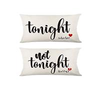 Tonight or Not Tonight Reversible Linen Pillow Cover, Decorate Pillow Cover 12X20 Inch Cushion Cover for Couch，Wedding Anniversary Bridal Shower Gifts, Gift for Couples, Wedding, Engagement