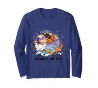 Tonight WE Fly Chicken Witch Halloween Broomstick Spooky Fun Long Sleeve T-Shirt