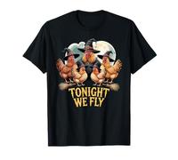 Tonight We Fly Chicken Witch Halloween Design T-Shirt