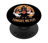 Tonight We Fly Funny Chicken Witches Halloween Humor PopSockets Adhesive PopGrip