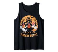 Tonight We Fly Funny Chicken Witches Halloween Humor Tank Top