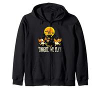 Tonight We Fly Funny Chicken Witches Halloween Humor Zip Hoodie