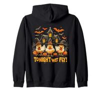 Tonight We Fly Funny Witchy Chickens Spooky Farm Halloween Zip Hoodie
