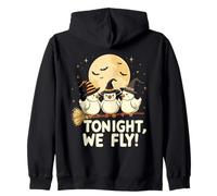 Tonight We Fly Funny Witchy Chickens Spooky Farm Halloween Zip Hoodie