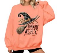 Tonight We Fly Sweatshirt Tonight We Flyshirt Witch Graphic Sweatshirts For Women Orange