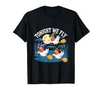 Tonight We Fly Witch Chickens Halloween Funny Tee T-Shirt