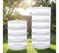 TONIJAWES drying net, Dry Net with 4-layer White foldable zipper design Φ17.7 in,suitable for drying herbs,plants,fish,meat and clothing