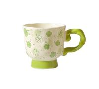 TONINMM coffee cups ceramic 390 ml Ceramic Coffee Mug, Small floral print, pedestal foot and chunky handle, for Coffee and Tea