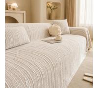 TONINMM Non Slip Sofa Cover Fine Linear Texture With Airy One-Piece Drape, For Summer Sofas And Bright Contemporary Rooms-khaki-180 * 340cm