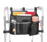 TONINT Large Walking Frame Bag with Cup Holder,Walker Tote Bag,Walker Basket,Folding Walker Attachment Hands-Free Storage Basket Mobility Aid Accessory Pouch for Elderly