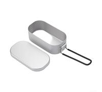 TONIXY 1 Pack Aluminum Camping Lunch Box 500Ml Ultra Light Portable Cookware With Heat Resistant Handle For Hiking Travel Outdoor Silver