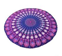 TONIXY 1 Pack Round Tapestry 150X150Cm Polyester Beach Mat Yoga Blanket Table Cover For Picnic Party Home Decoration Blue White(A)