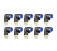 TONIXY 10 Pack PL6-02 Quick Connect Hose Connector 1/4 Inch Pneumatic Leakproof Brass Stainless Steel 360° Rotatable for PU Nylon Tube Industrial Air Hose Fitting(Blue PL6-02)