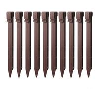 TONIXY 12 Pcs Garden Edging Stakes Heavy Duty Plastic Anchors, For Netting Lawn Borders, Brown 9.65 Inch Ground Spikes, For Flower Beds Turf Rock Gardens Diy Landscaping