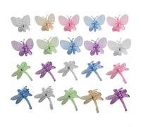 TONIXY 20Pcs Mixed Dragonfly And Orchid Plastic Garden Plant Clips - Support For Climbing Vines, Flowers, And Orchids (Assorted Colors)