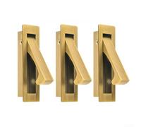 TONIXY 3 Pack Recessed Door Handle, Stainless Steel Flush Pull For Sliding Barn Wardrobe Doors, Embedded Finger Grip For Kitchen Cabinets, Golden 22X80Mm