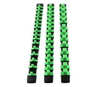 TONIXY 3-Pack Socket Wrench Holders, Spring-Loaded Ball Bearing Rail Brackets, For 1/4" 3/8" 1/2" Drive Sockets, Abs Plastic Tool Storage Organizer With Hang Hole, For Garage(Green)