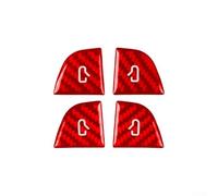 TONIXY 4PCS Carbon Fiber Window Switch Decorating Parts For Tesla Model 3/Y 2024-2025 Refresh - Premium Interior Trim Upgrade Accessory Set(Red)