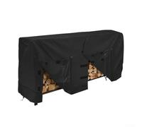 TONIXY 8Ft Firewood Log Rack Cover, Heavy Duty Waterproof 600D Oxford Outdoor Wood Store Protection, Black Beige 96X24x42(Black)