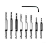 TONIXY 8Pcs HSS Self-Centering Drill Bit Set For Hinges Door Cabinet Pilot Holes With Hex Groove Spring-Loaded Guide