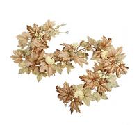 TONIXY Autumn Harvest Artificial Maple Leaf Wreath 175Cm Fall Garland For Door Fireplace Window Indoor Outdoor Thanksgiving Halloween Decor(A15)