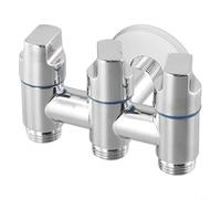 TONIXY Brass Three-Way Wall-Mounted Angle Valve - 1 Inlet 3 Outlets, Diverter For Washing Machine, Dishwasher And Shower, Stable Water Flow Control(Silver)