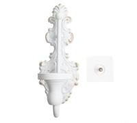 TONIXY Candle Holders Decorative Wall Mount Taper Candle Sconce Cast Iron Candlestick Holder Victorian Style Home Accent For Hallway Bedroom 23X9cm(White)
