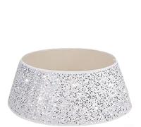 TONIXY Christmas Tree Collar, 40cm Diameter Skirt Alternative, Collapsible Plush Surround for Festive Scene Decoration, Fits Most Live and Artificial Trees, Red(Silver)