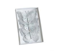 TONIXY Double Layer Sequin Feather Butterfly Ornaments For Christmas Tree, Festive Hanging Decorations For Home And Party(Silver)