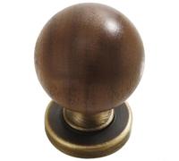 TONIXY Drawer Pull Handles Solid Brass And Wood Cabinet Knob Retro Style Single Hole Drawer Pull For Cupboard Wardrobe And Bedroom Furniture Antique Yellow Finish(L)