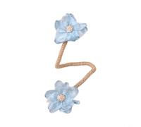 TONIXY Floral Curtain Tiebacks, Boho Flower Holdbacks, Sheer Curtain Accessories with Bendable Wire and Button Detail, No-Drill Installation for Living Room(A-Mist Blue-2pcs)