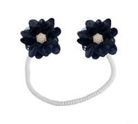 TONIXY Floral Curtain Tiebacks, Boho Flower Holdbacks, Sheer Curtain Accessories with Bendable Wire and Button Detail, No-Drill Installation for Living Room(B-Black-2pcs)