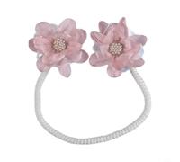 TONIXY Floral Curtain Tiebacks, Boho Flower Holdbacks, Sheer Curtain Accessories with Bendable Wire and Button Detail, No-Drill Installation for Living Room(B-Pink-2pcs)