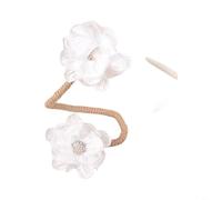 TONIXY Floral Curtain Tiebacks, Boho Flower Holdbacks, Sheer Curtain Accessories with Bendable Wire and Button Detail, No-Drill Installation for Living Room(A-White-2pcs)