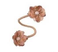 TONIXY Floral Curtain Tiebacks, Boho Flower Holdbacks, Sheer Curtain Accessories with Bendable Wire and Button Detail, No-Drill Installation for Living Room(A- Brown-2pcs)