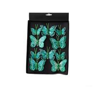 TONIXY Glitter Hollow Butterfly Christmas Ornaments Ten Piece Multicolour Set in Blue Gold Green Red Pink for Holiday Tree and Home Festival Decor(Green)