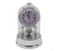 TONIXY Nostalgic European Style Desk Clock with Decorative Features Including a Stylish Pendulum (Silver)