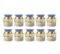 TONIXY PC12-04 Quick Connect Hose Pneumatic Air Pipe Threaded Connector for PU Hose, 12mm OD, 1/2 Inch Thread, Stainless Steel and Rubber Construction(Blue PC12-04)