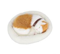 TONIXY Realistic Breathing Sleeping Cat Plush Toy with Soft Stuffed for Home Decoration, Educational Doll for Kids and Cute Idea in Yellow, White or Grey(Yellow Spotted Cats)