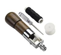TONIXY Sewing Awl Kit, Heavy Duty Lock Stitch Tool with Wooden Handle, Two Needles, Wrench and 30m Waxed Thread for DIY and Sail Work