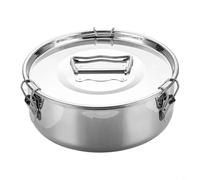 TONIXY Stainless Steel Steamer Insert With 120-Degree Locking Lid, Cool-Touch Handle, Round Portable Buckle Design For Flan And Crème Brûlée Baking, 19.5X7.5Cm(A)