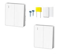 TONIXY Type 86 Wireless Remote Control Switch Smart Wiring-Free Light Controller 220V No WiFi Hub Required Stable RF Signal Up To 10m Plastic For Home Office Use(2-GANG)