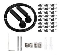 TONIXY Wall Mount Curtain Wire Rod Set 5m Stainless Steel Adjustable Drape Wire for Home Decor, Patio, Balcony and Art Display, Sl lack with Brackets and Hardware