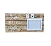 TONIXY Wooden Baby Countdown Sonogram Frame with Heart String Design and Glass Cover for Pregnancy Announcement or Baby Shower 30x15cm