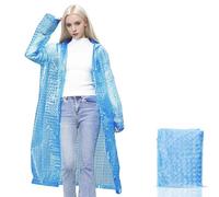 TonJin 1 Pack Rain Ponchos for Adults Reusable, New upgraded Thickened EVA Travel Raincoat Jacket with Hoods and Sleeves, 3D Blue Waterproof Capes Ponchos for Men Women Outdoor Hiking Camping