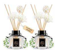 TonJin 2PCS Gardenia Reed Diffuser Set 50ml with 6 Scent Sticks, White Floral Home Fragrance, Natural Scented Oil Sticks for Bathroom, Living Room & Bathroom | Non-Toxic Air Freshener