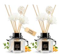 TonJin Reed Diffuser Set of 2, 50ml Long-Lasting Air Freshener for Bathroom, Living Room & Bedroom | Natural Essential Oil with 6 Scent Sticks, Hotel Collection Inspired Home Scent